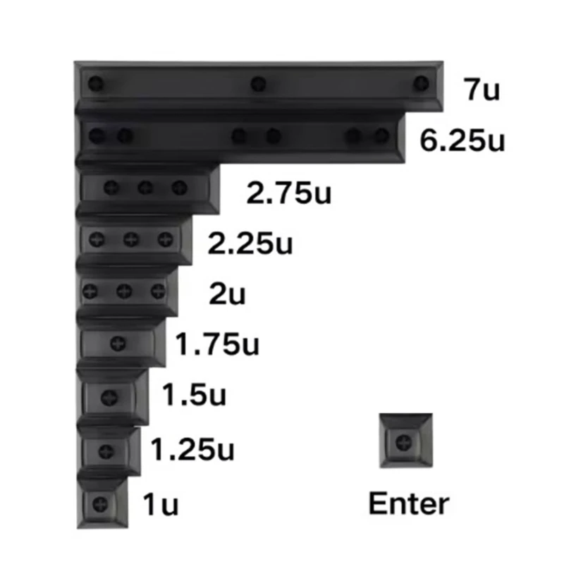 Capuchons touches vierges en PBT, profil DSA, 1U, 1,25U, 1,5U, 1,75U, 2U, 2,25U, 2,75U, 6,25U, 7U, 10 pièces