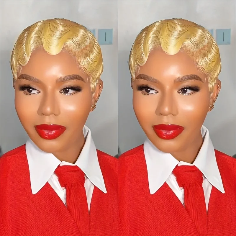 

Блондинка 613, короткие парики из натуральных волос, парики машинного производства, подходящие для повседневного использования или особых случаев