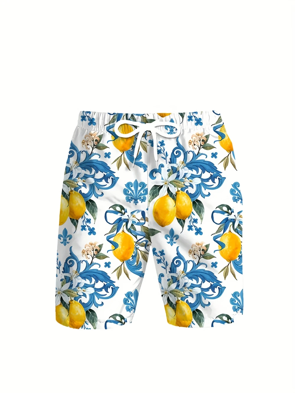 Pantaloncini da uomo in stile hawaiano 3D con stampa di limone da spiaggia leggeri e traspiranti adatti per le vacanze, sport all'aria aperta e allenamento fitness