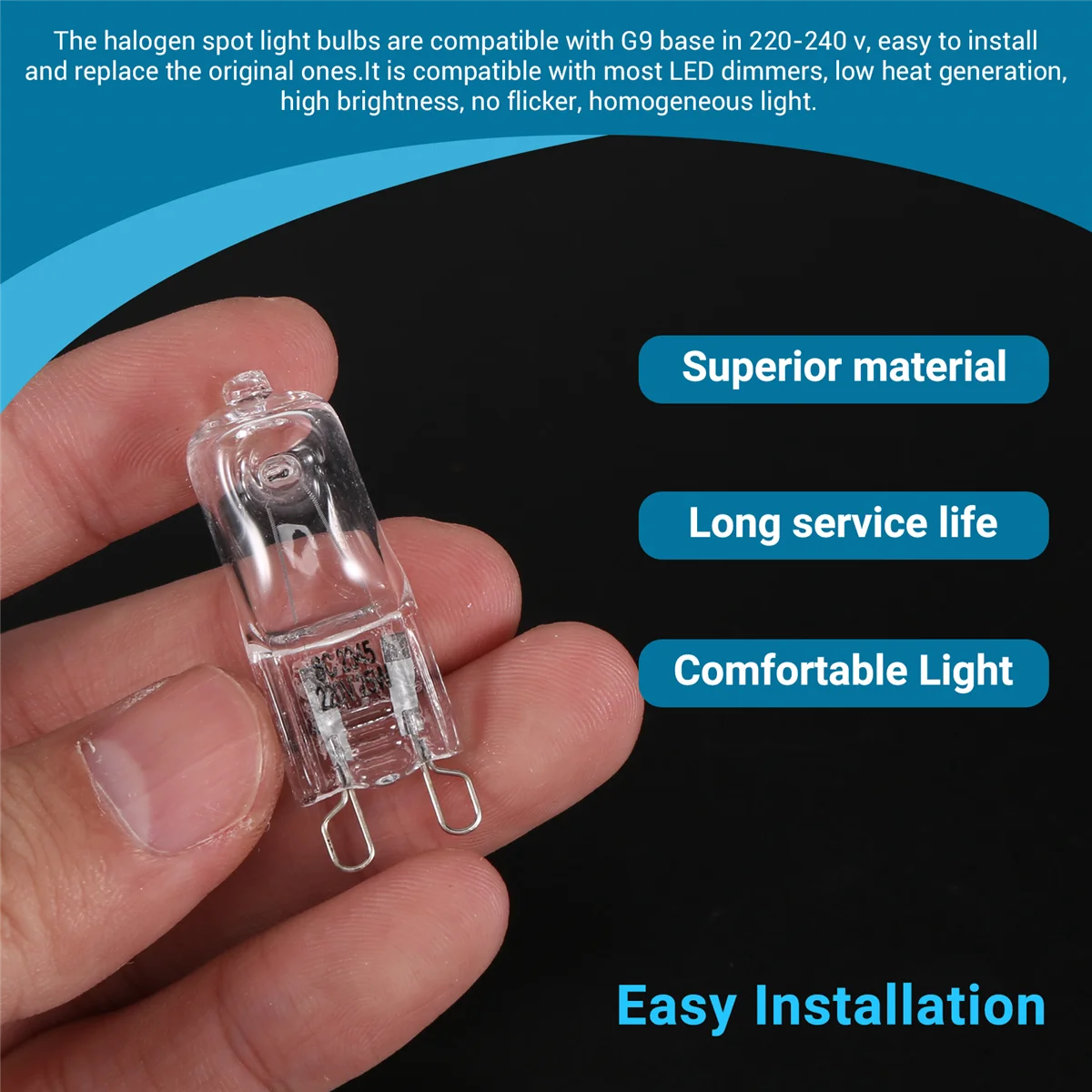 20 buah G9 bola lampu Halogen bening 25W, lampu Halogen bening dapat diredupkan, putih hangat 2800K untuk lampu gantung, liontin, lampu lanskap