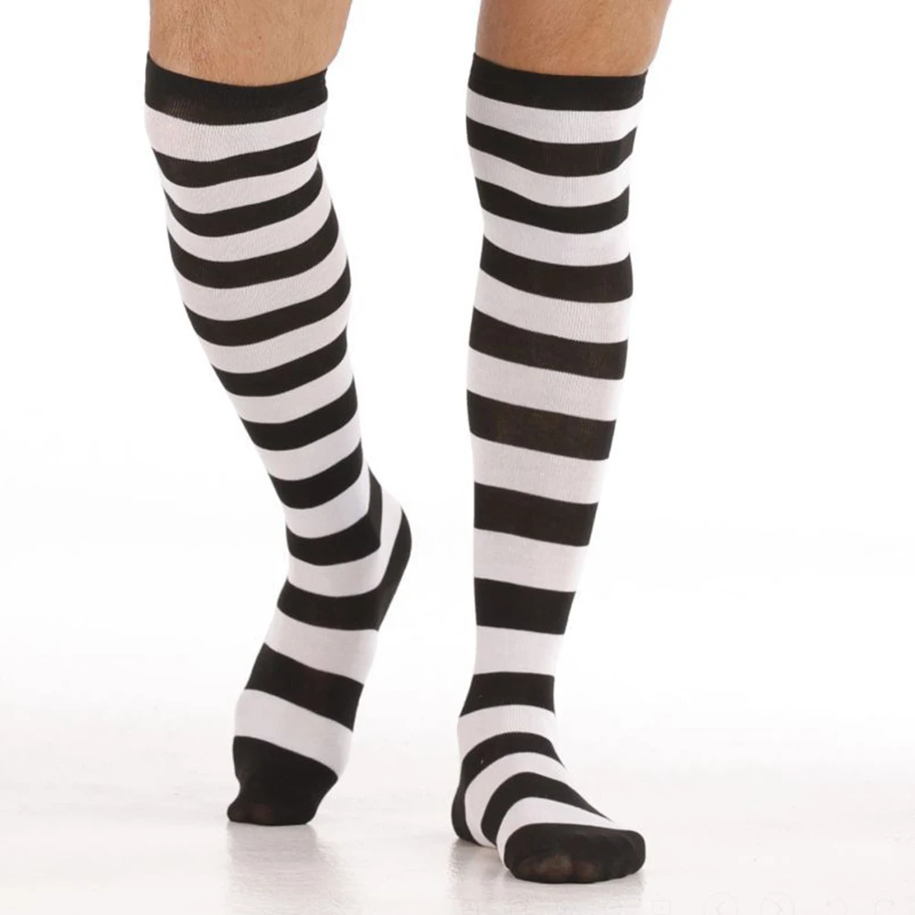 Trendy Men's Striped High Stockings  Over Knee Socks  Stretchy Thigh  Perfect for Sports Training  Great Quality