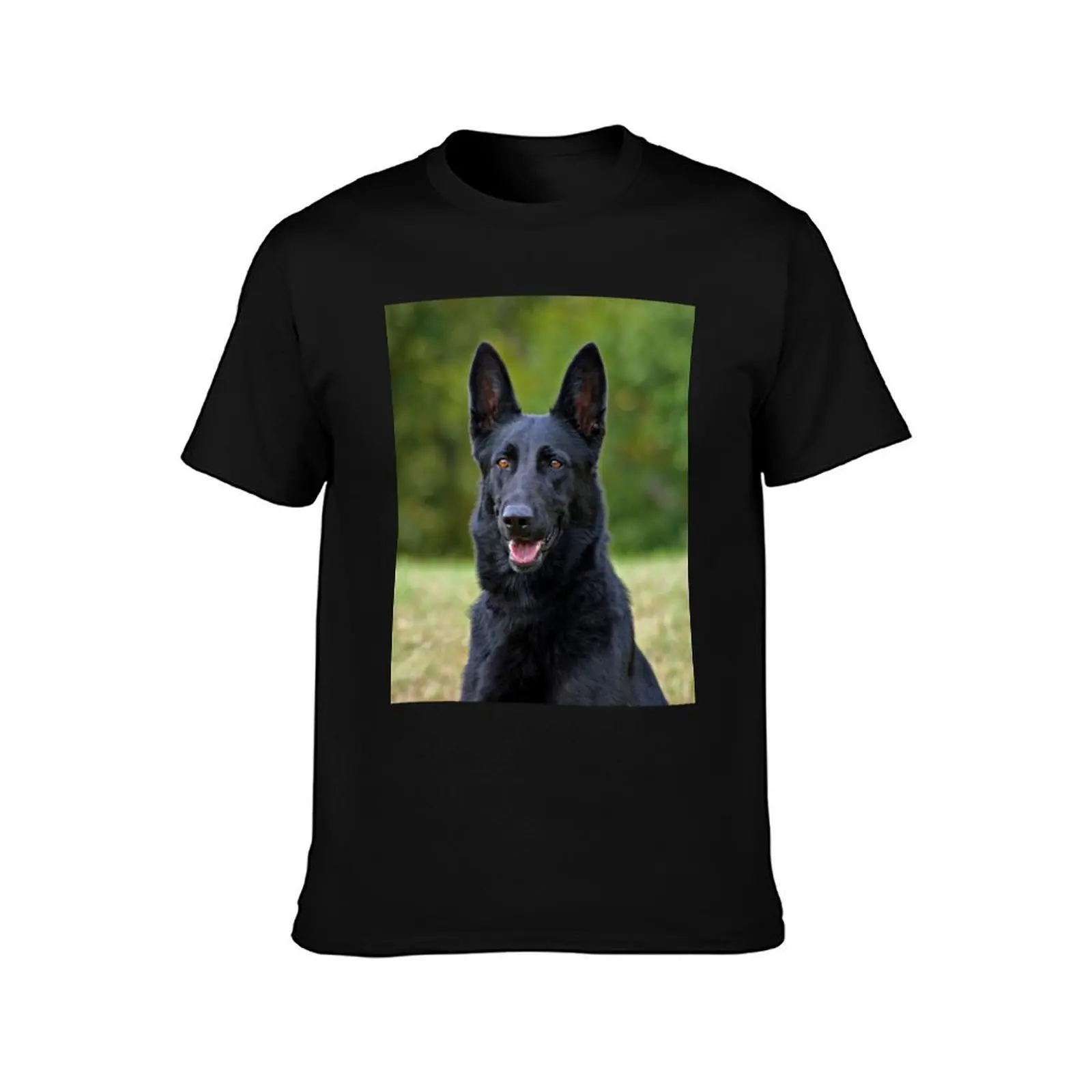 Black German Shepherd T-Shirt Summer Casual Cotton Tee Oversized Streetwear Tops Vintage Graphic Print Unisex Men Women