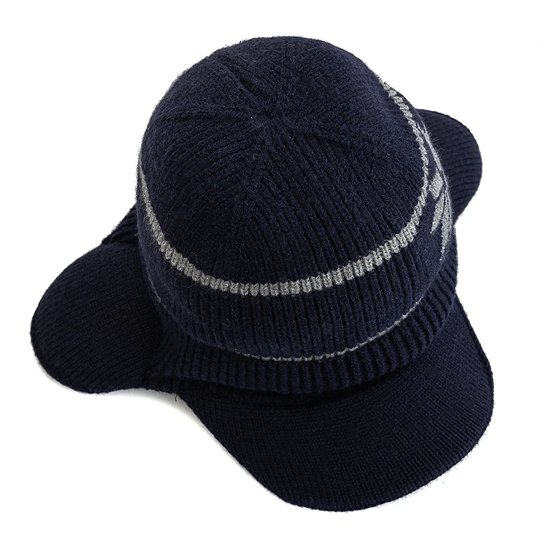 New Unisex Winter Hat Plush Fur Lined Warm Earflap Hat Casual Beanie Cap For Men Women Outdoor Keep Ear Warm Knitted Hat