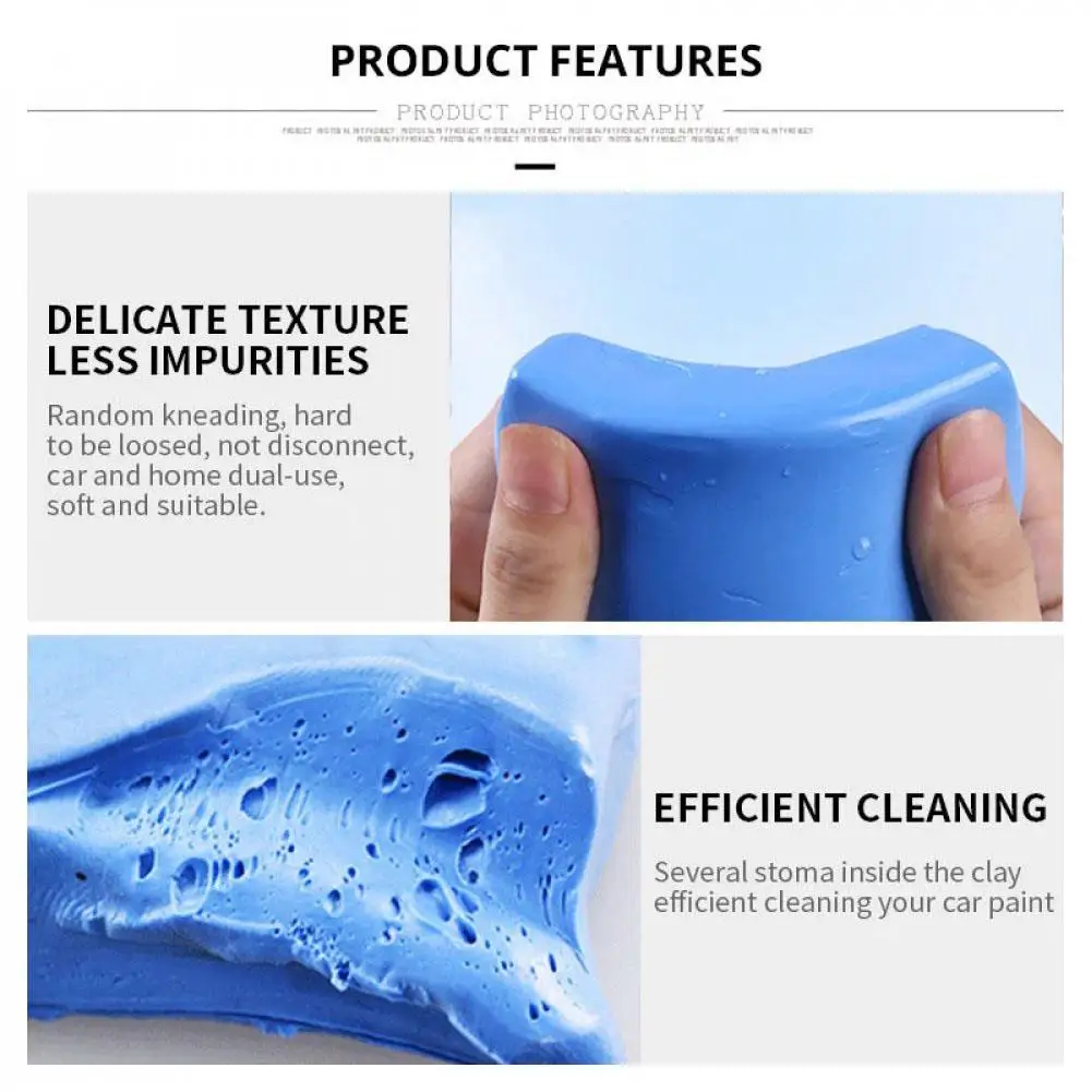 Barre d'argile pour lavage de voiture, traitement de polissage de cire de détail bleu de qualité Fine, dissolvant de boue de lavage de véhicule pour verre automobile, rouille, huile et taches
