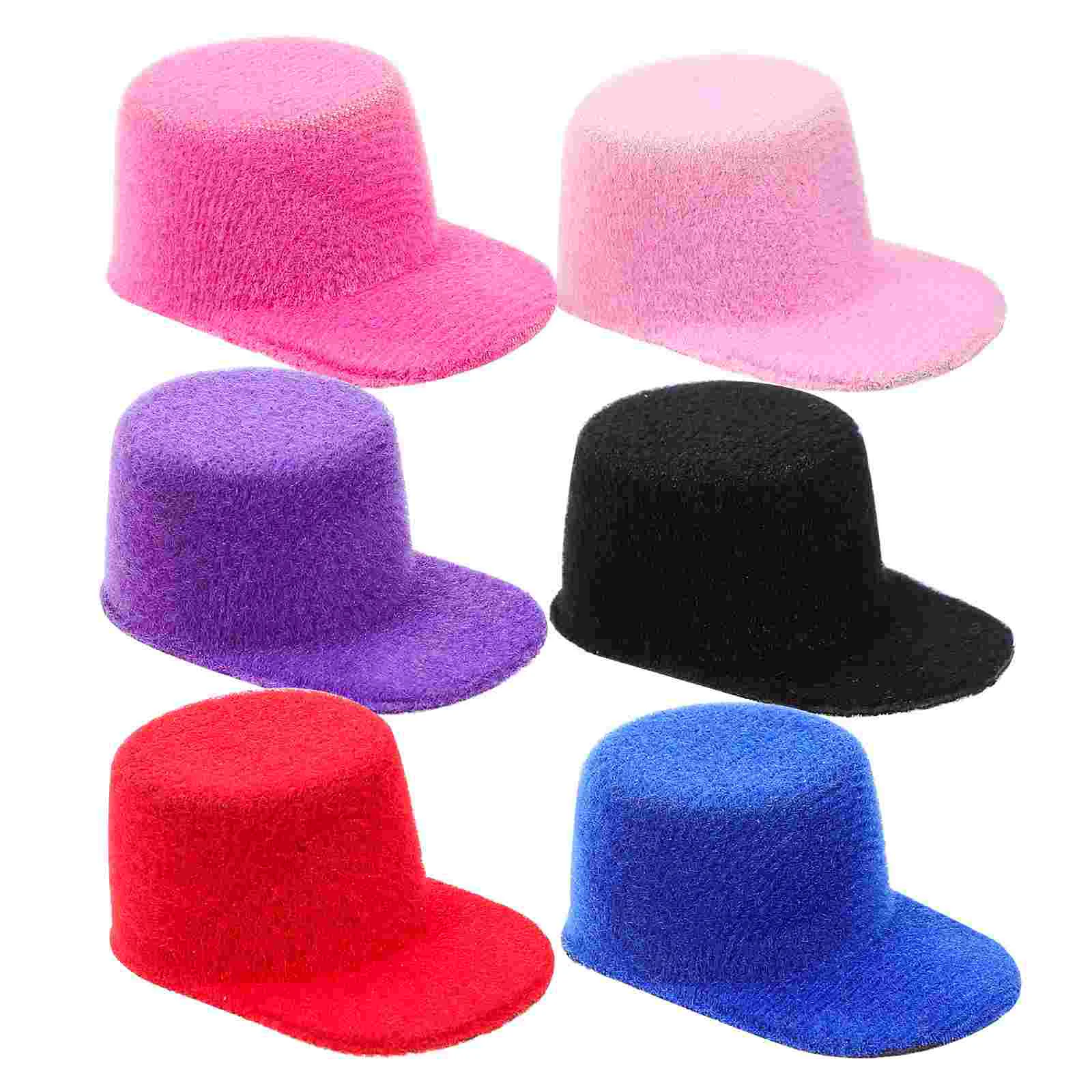 

6 Pcs Straw Bucket Hat Mini Peaked Cap Hair Clips DIY Accessories Craft Making White Women