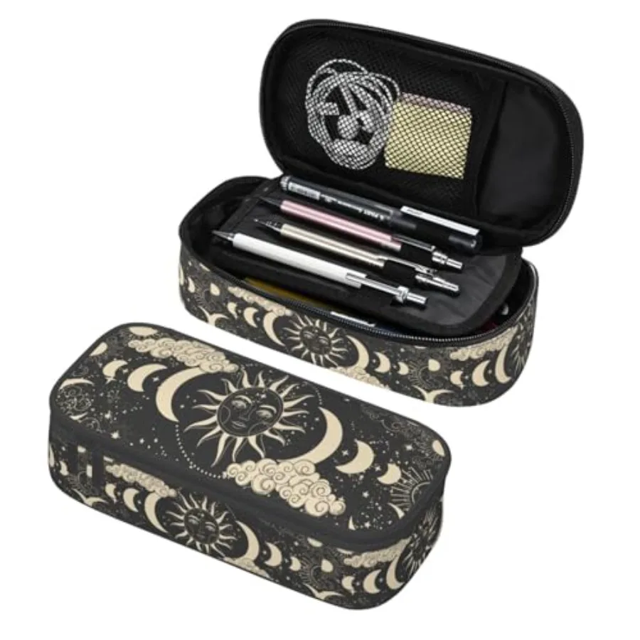 

Sun, Mysterious Astrology Large Pencil Case, Pencil Pouch With Zipper Compartments Stationery Pencil Bag For Teens Students Sch