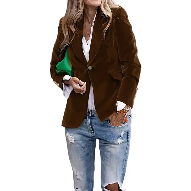 auau-women's-velvet-blazer-single-button-elegant-faux-pocket-office-coat-lapel-for-work-formal