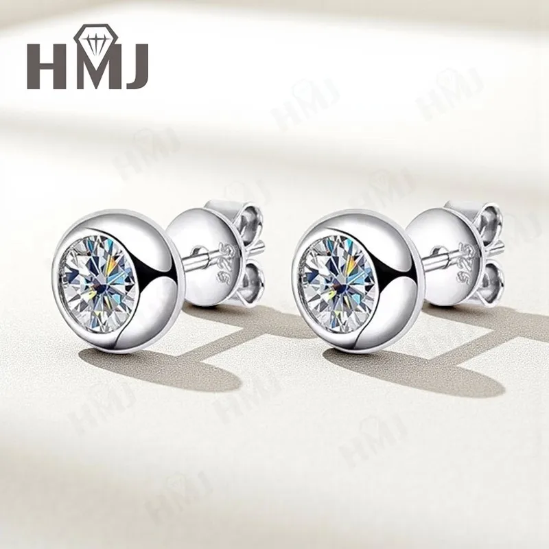 

Серьги с овальным или круглым муассанитом цвета 1 карат D, серебро 925 пробы, белое, желтое, розовое золото для женщин, модные повседневные ювелирные изделия, подарок