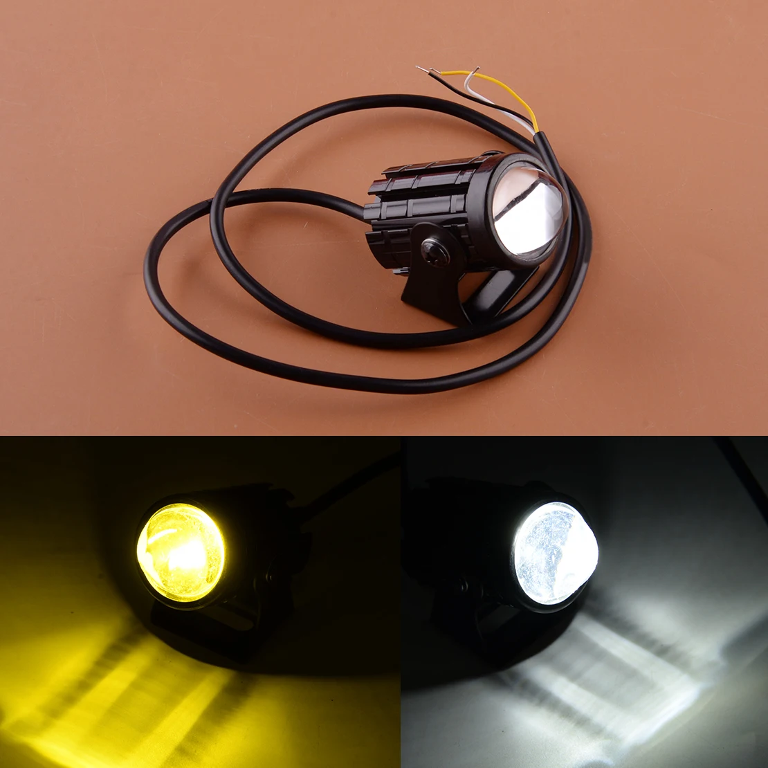 

Spot Light Headlight Driving Fog Lamp Dual Color Universal for 12V 24V Motorcycle ATV Dirt Bike 12W 6000K+3000K High/Low Beam