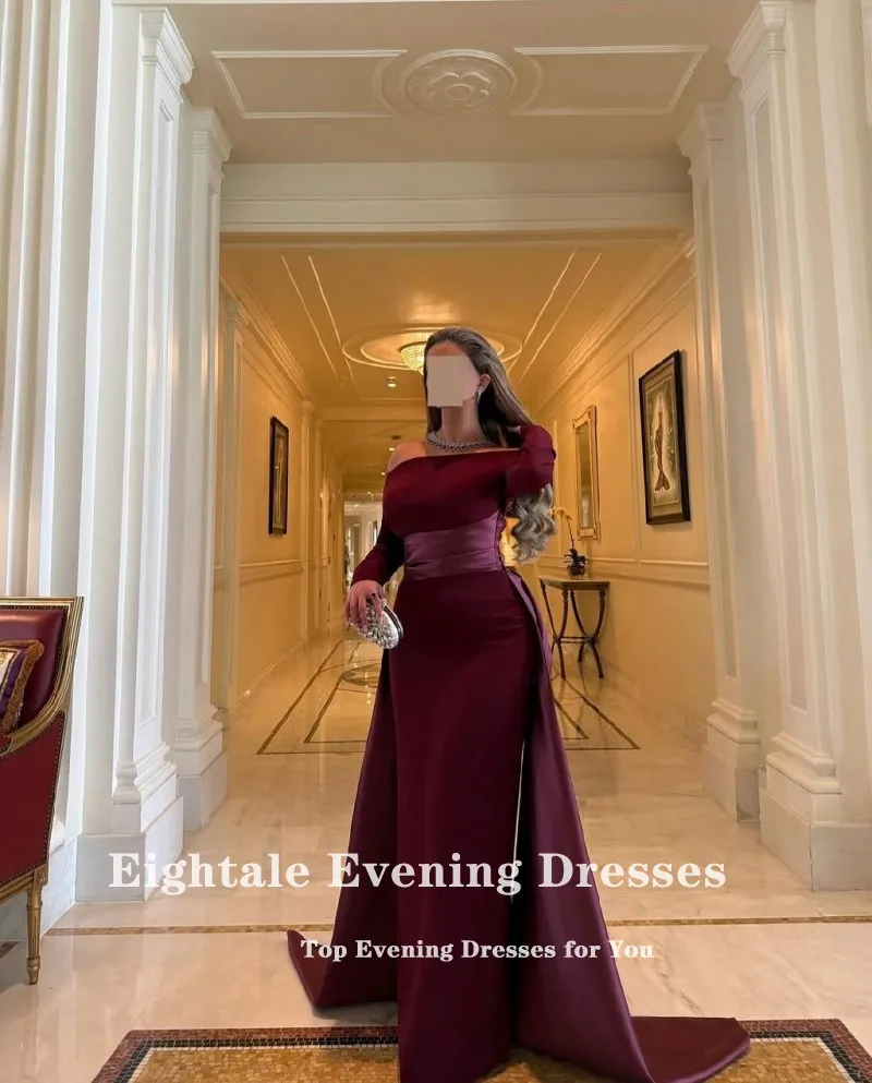 Eightale New Evening Dress off Shoulder Prom Gown Customized Stretchy Long Sleeves Wedding Party Dress Mermaid Robes De Soirée image 3