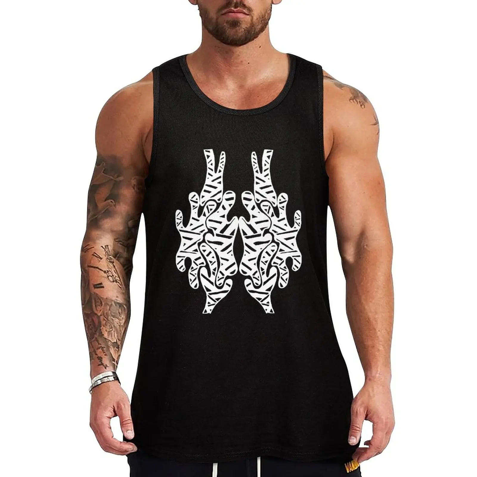 Hand drawn abstract stripes camo Tank Top Gym Tank Top Quick Dry Sleeveless Fitness Shirt