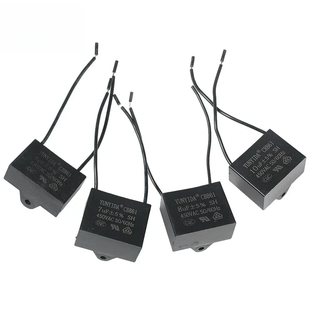 450V/AC CBB61 Start Capacitor 0.8uF/1UF/1.8UF/2UF/2.5UF/3UF/3.5uF/4UF/4.5uF/5UF/6UF/7uF/8UF Applicable To Fan Capacitor 1PCS