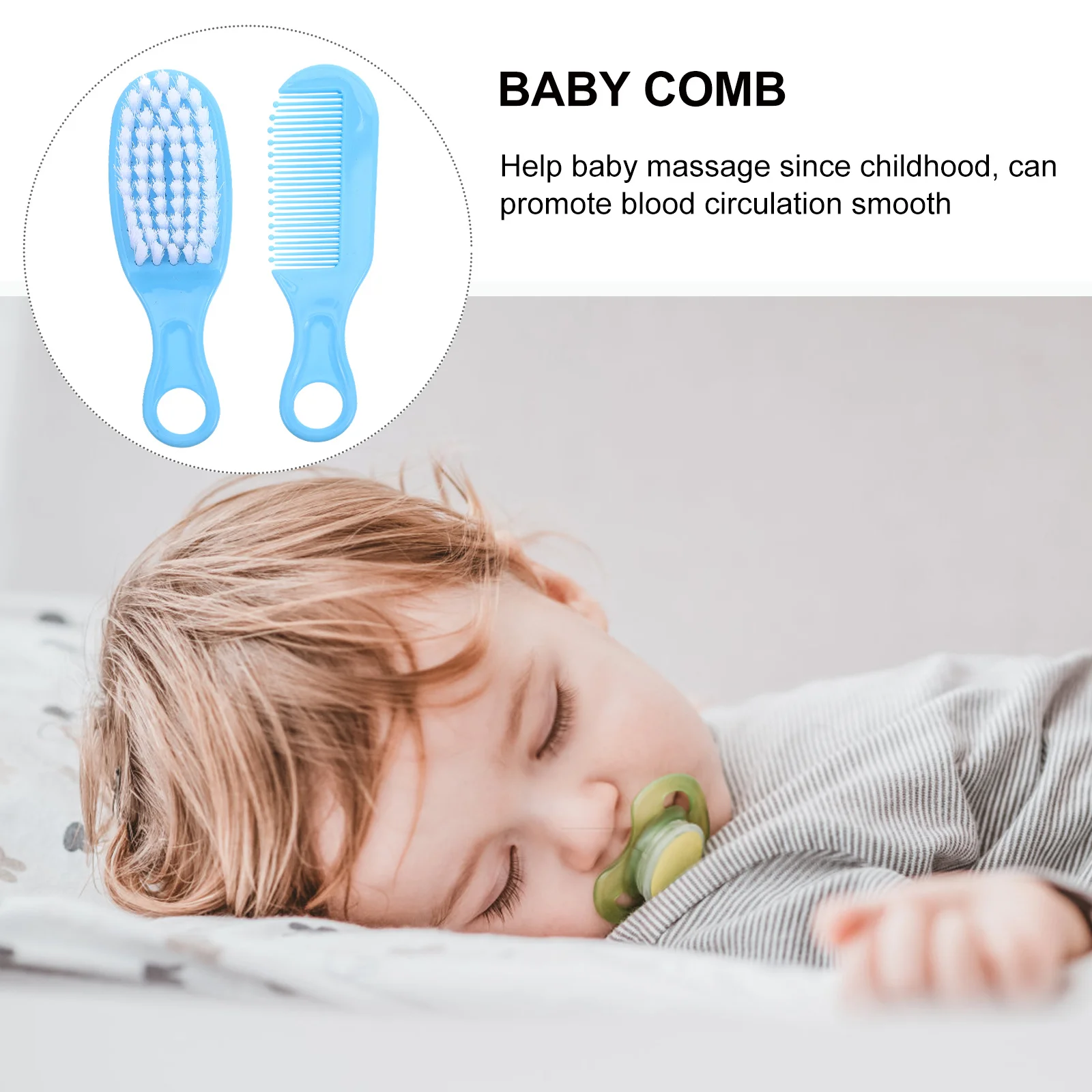 

1Set Baby Massage Comb Brush Kit Blue Infant Hairbrush Circular Tooth Design Promote Brain Development Blood Circulation Enhance