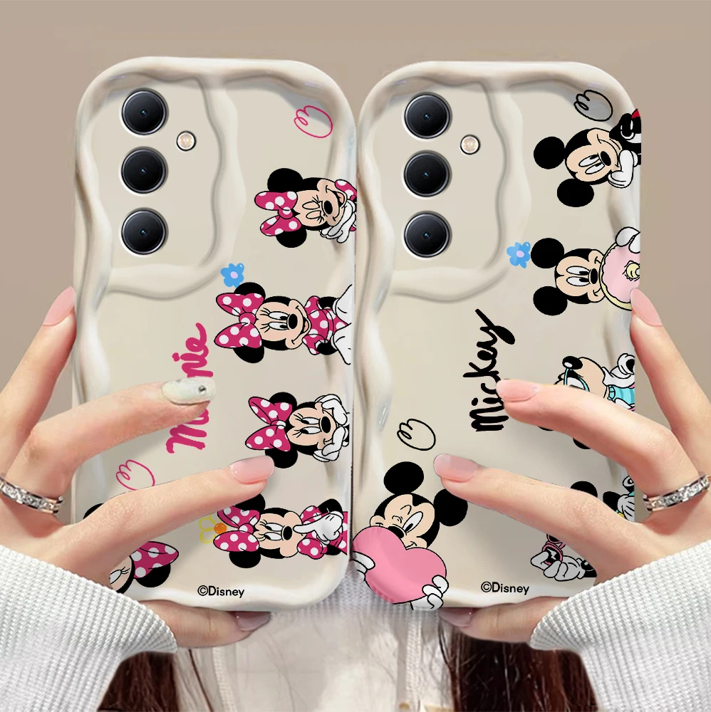 Family Mickeys Minnies 3D Wave Phone Case For OPPO Reno 11 F 8 T 7 Z 6 5 4 Pro F23 F11 F9 4G 5G Soft Silicone Back Cover