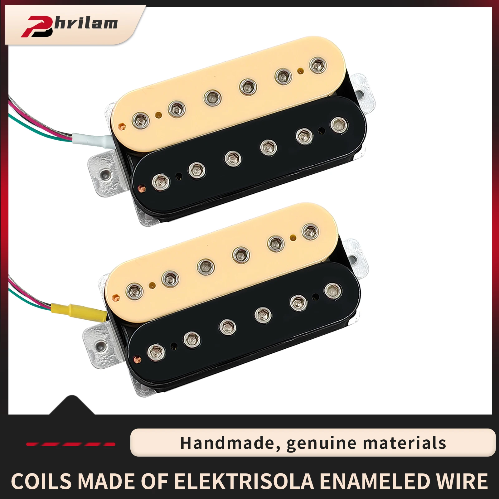 مجموعة التقاطات الجيتار الكهربائي من فريلام هامبوكر أقطاب سداسية قابلة للتعديل غير مغطاة لجسر الرقبة والمعدن الثقيل #1