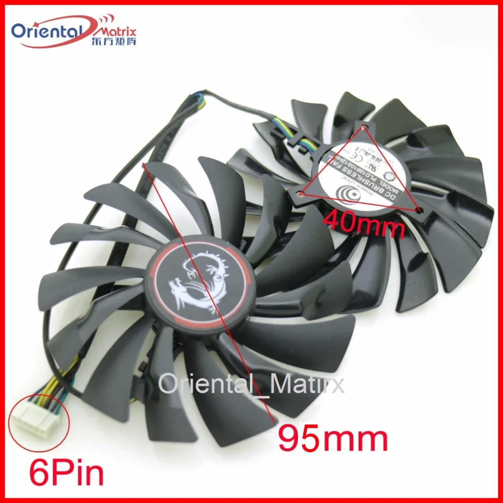

2pcs/lot PLD10010S12HH 95mm 12V 0.40A 6Pin VGA Fan For MSI GTX970 GTX980 GTX980Ti Graphics Card Cooler Cooling Fan