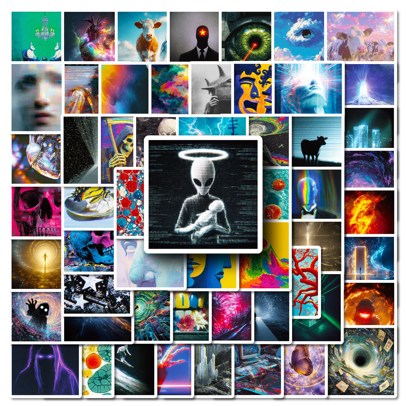 

56PCS Cool Dream Core Aesthetic Stickers Artwork Weirdcore Waterproof Decal Set for Phone Suitcase Luggage Fantasy Stickers
