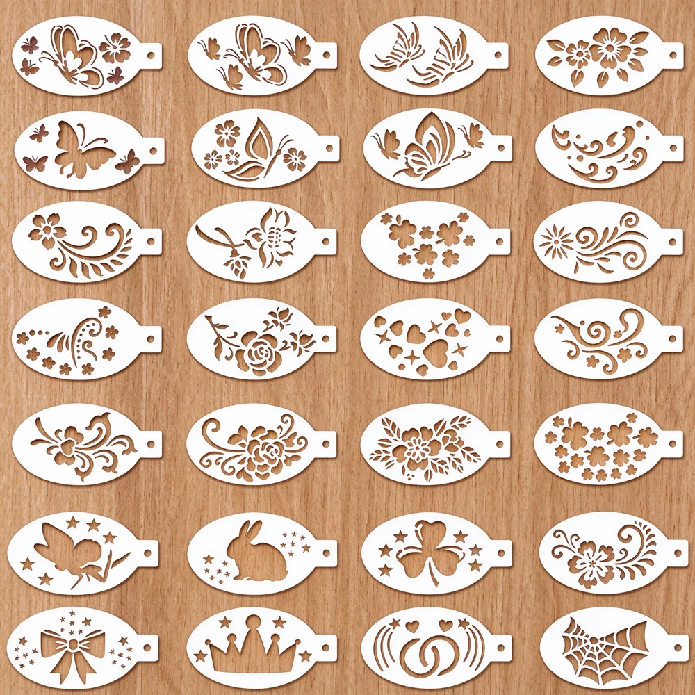 Face Paint Stencils 16Pcs Reusable DIY Painting Templates Body Art Tattoo Stage Holiday Makeup Stencils for Kids & Adult