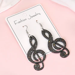 Fun Cartoon Acrylic Music Notes Stud Earring Black White Musical Note Dangle Earring Jewelries for Women Girls Mother Girlfriend