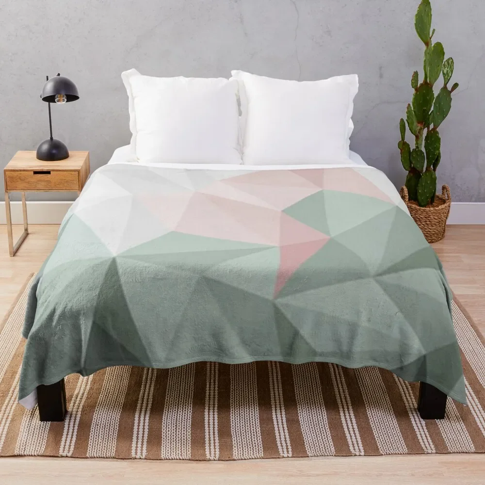 

Sage Green & Blush Pink Geometric Throw Blanket wednesday Luxury Brand Luxury Designer Blankets