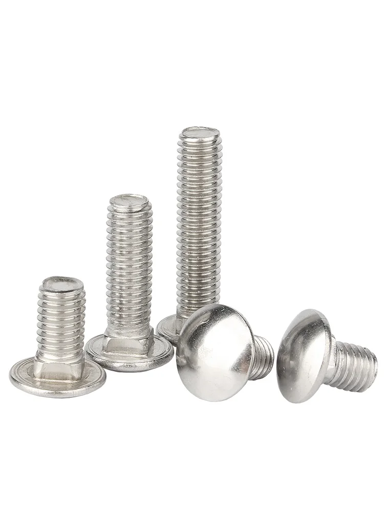 1/2/3/5/10/20pcs M4 M5 M6 M8 M10 M12 304 A2 Stainless Steel Carriage Flat Head Bolt， Semi-Circular Square Neck Square Screw