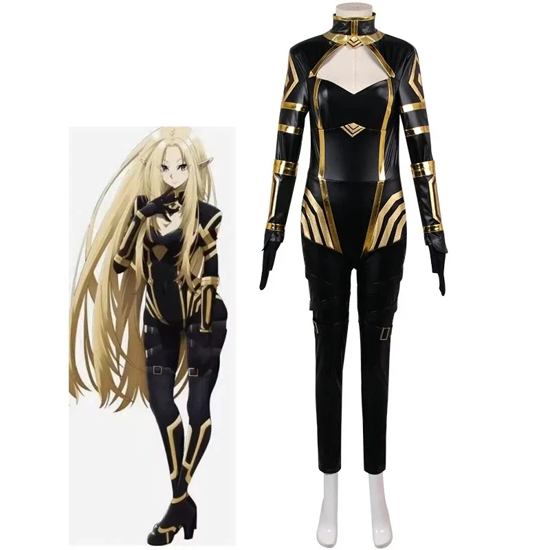 Anime The Eminence In Shadow Alpha Cosplay Costume Uniform Elf Ears Wig Shoes Shadow Garden Seven Shadows For Women Halloween