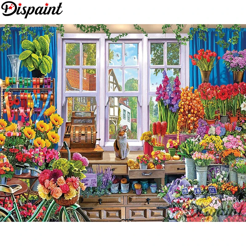 

Dispaint Full Square/Round Drill 5D DIY Diamond Painting "Flower cat" Embroidery Cross Stitch 3D Home Decor A10760