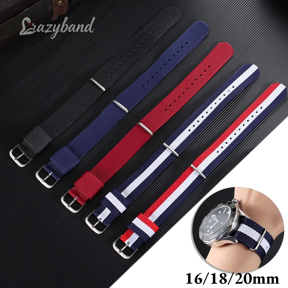16mm 18mm 20mm Nylon Watch Strap One Piece Band Universal Canvas Bracelet for Men Women's Weave Soft Wristband Sports Business