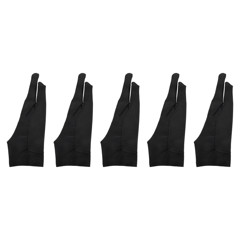 【2026 TOP Global】5 Pack Artist Gloves for Tablet Digital Drawing Glove Two Fingers Thicken Palm Rejection Glove for Graphics Pad