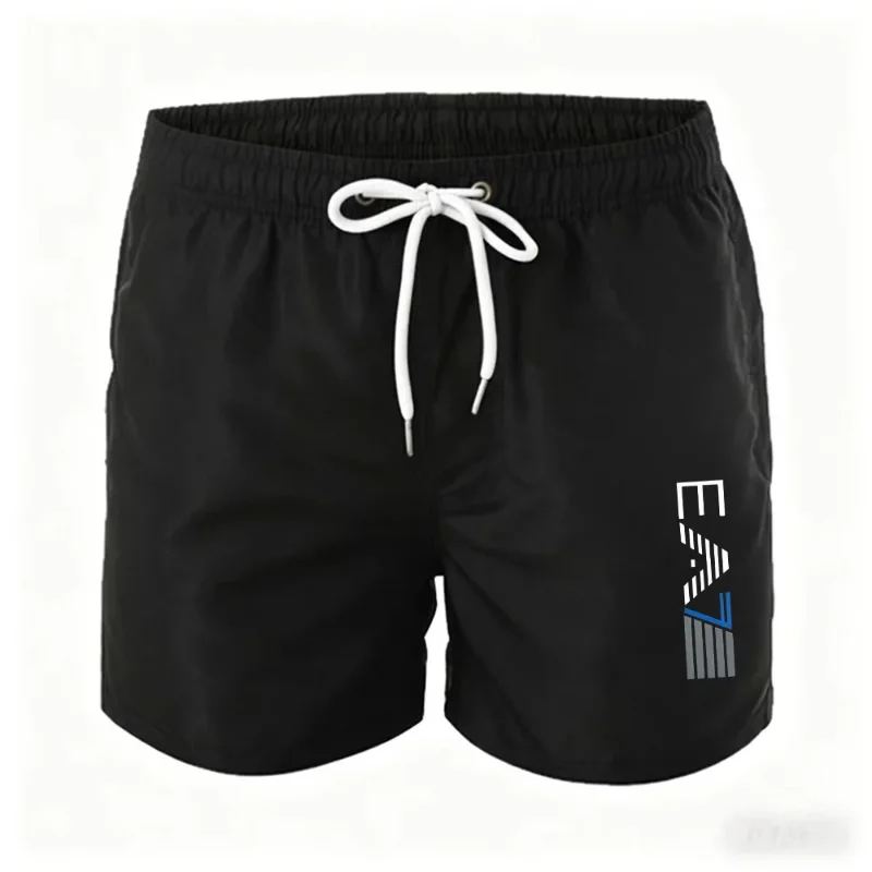 Men's beach shorts with drawstring and mesh lining, elastic waist design, breathable and comfortable for daily leisure