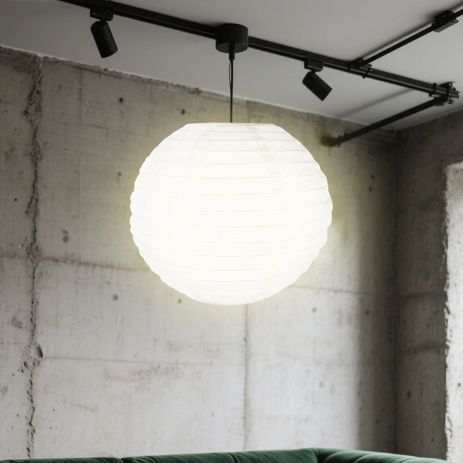 

Round Hanging Lantern Shade Fabric Pendant Light Cover - Easy Assemble Collapsible Sphere Lampshade for Indoor Outdoor Festival