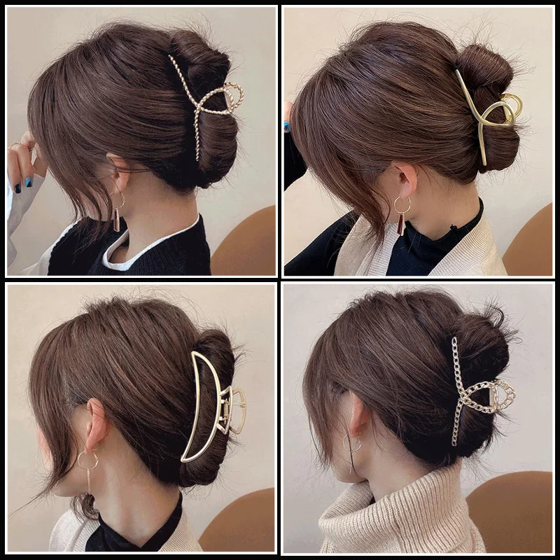 Einfache Metall Geometrische Haar Klaue Clips Elegante Geometrische Haar Zubehör Kreuz Krabbe Bad Clip Für Frauen Mode Mädchen Kopfbedeckungen – Detail 2