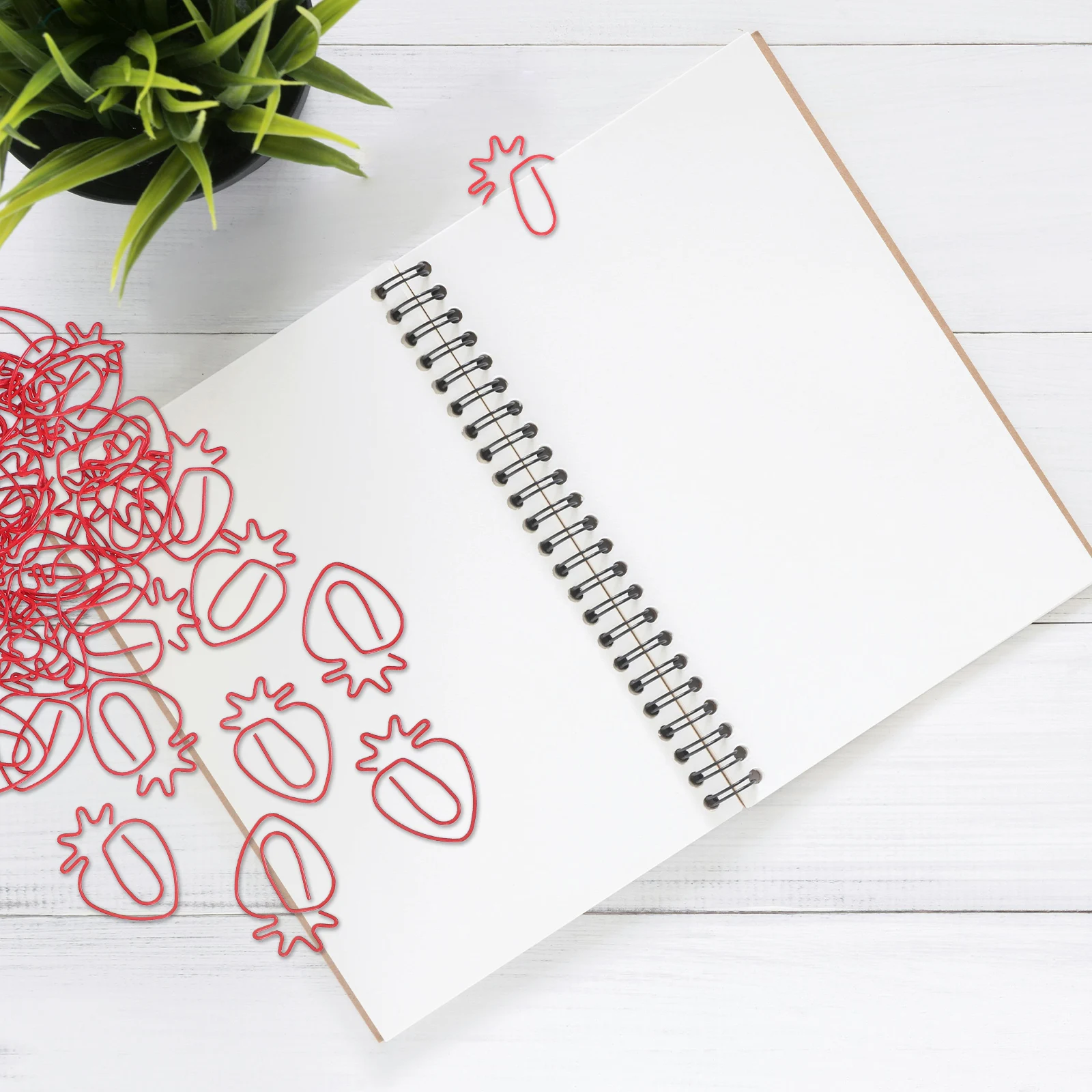 

50Pcs Strawberry Paper Clips Cute Colorful Metal Clips Fun Office Supplies Students Teachers Unique Fruit Design