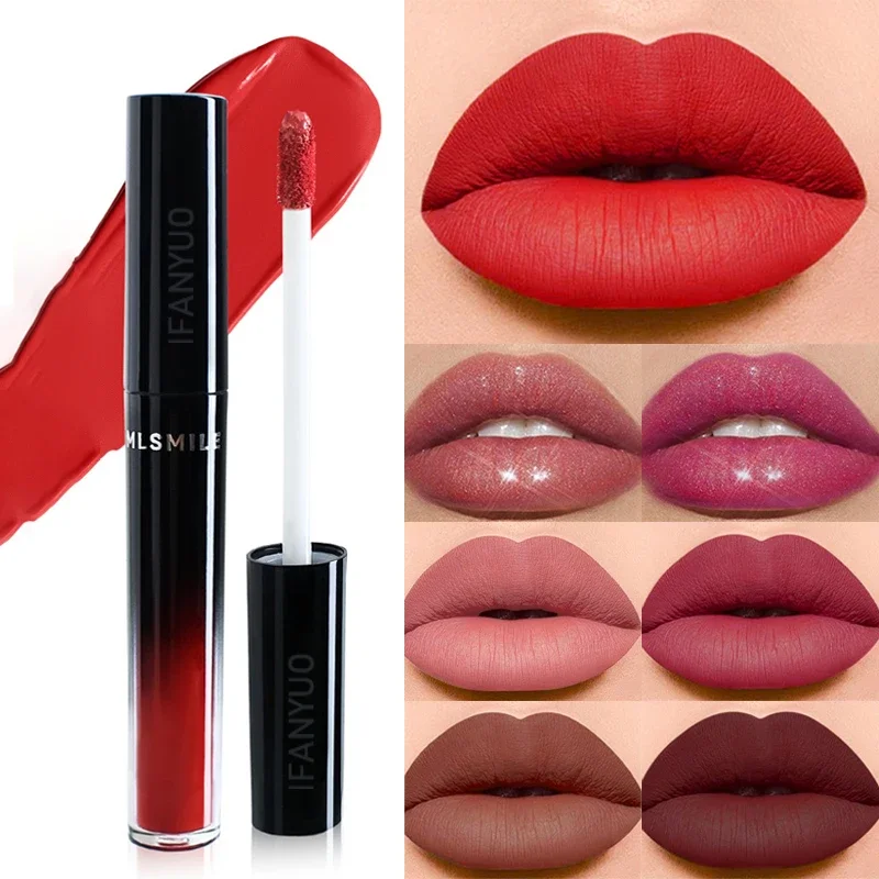 Waterproof Liquid Velvet Matte Lipstick Transparent Moisturizing Lip Oil Pearlescent Rich Color Lipgloss Tint Lasting Cosmetic