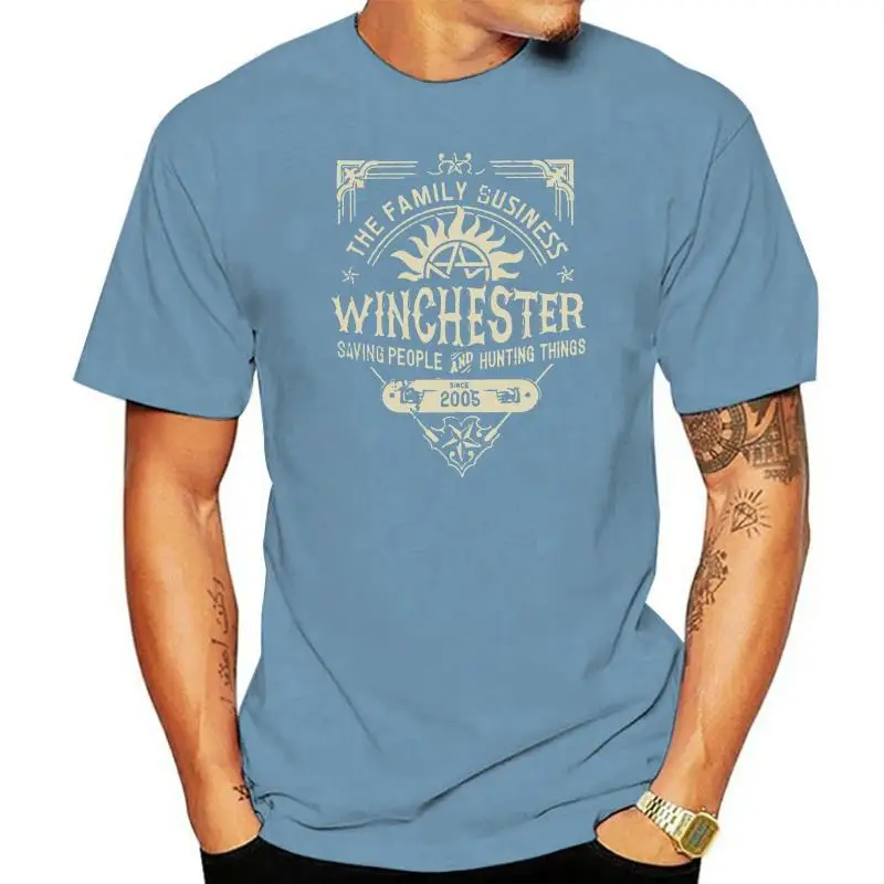 Hip Hop Supernatural Winchester Men's T Shirts Leisure Tee Shirt Short Sleeve Crewneck T-Shirt Cotton 4XL 5XL 6XL Tops