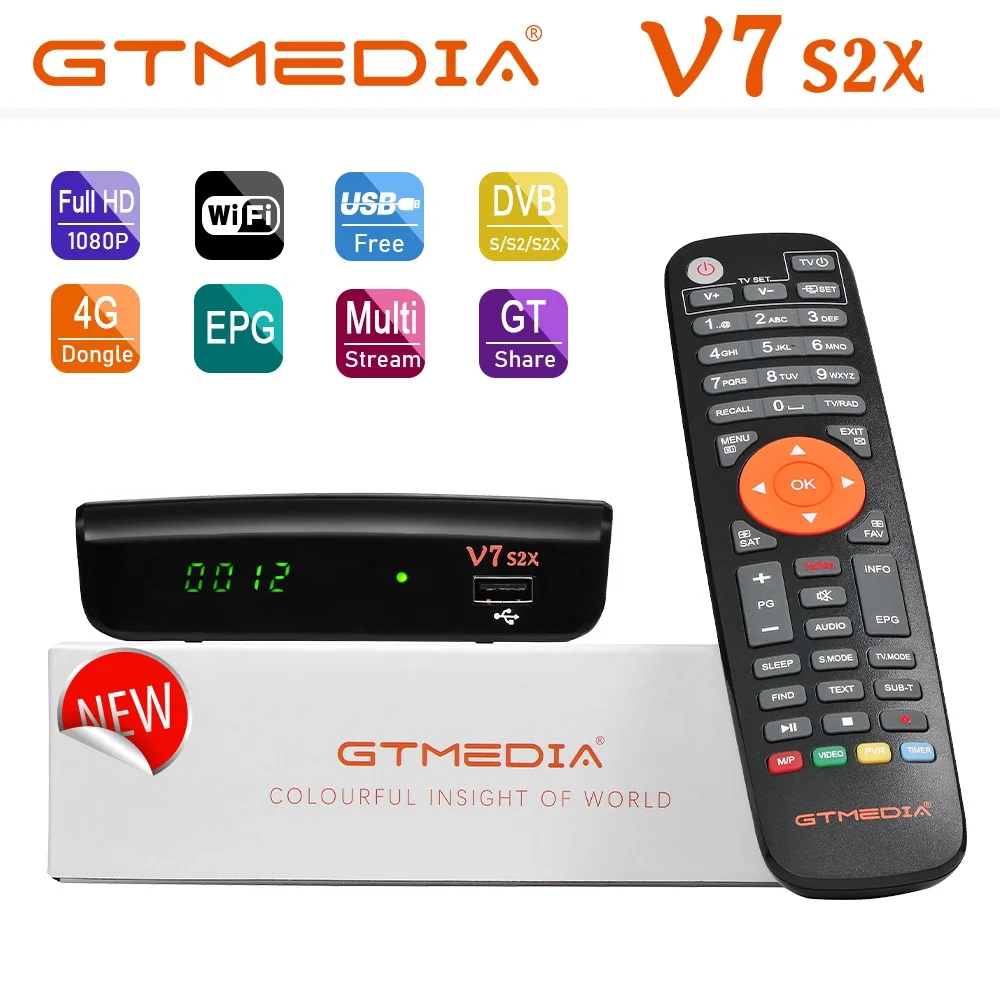 New GTMEDIA V7 S2X Satellite TV Receiver DVB-S/S2 1080P With USB WIFI Digital Receptor H.265 Freesat Support PowerVu Accessories