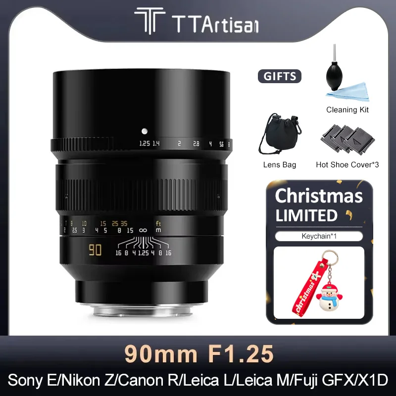 TTArtisan 90mm F1.25 Full Frame Camera Lens for Sony E Nikon Z Canon RF Fuji GFX Sigma Leica L Leica M Hasselblad XCD Camera