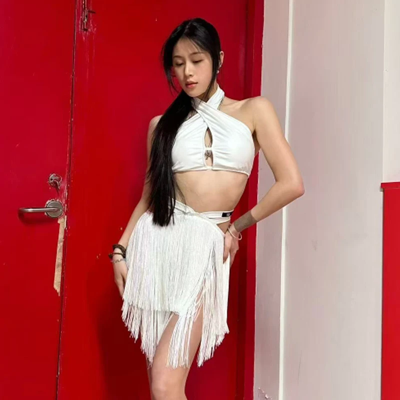 النساء تشاتشا اللاتينية الرقص المنافسة الدعاوى مثير الرسن اللاتينية الأعلى مهدب تنورة الكبار السالسا السامبا اللاتينية ملابس رقص SL13569