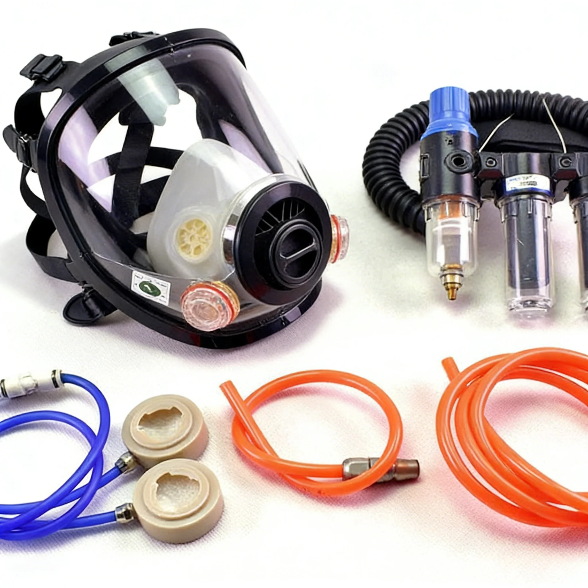 

4-in-1 Functional Air Supply Industrial Respirator System 6800 3-Interface Full Facepiece Protective Work Gas Mask Full Mask