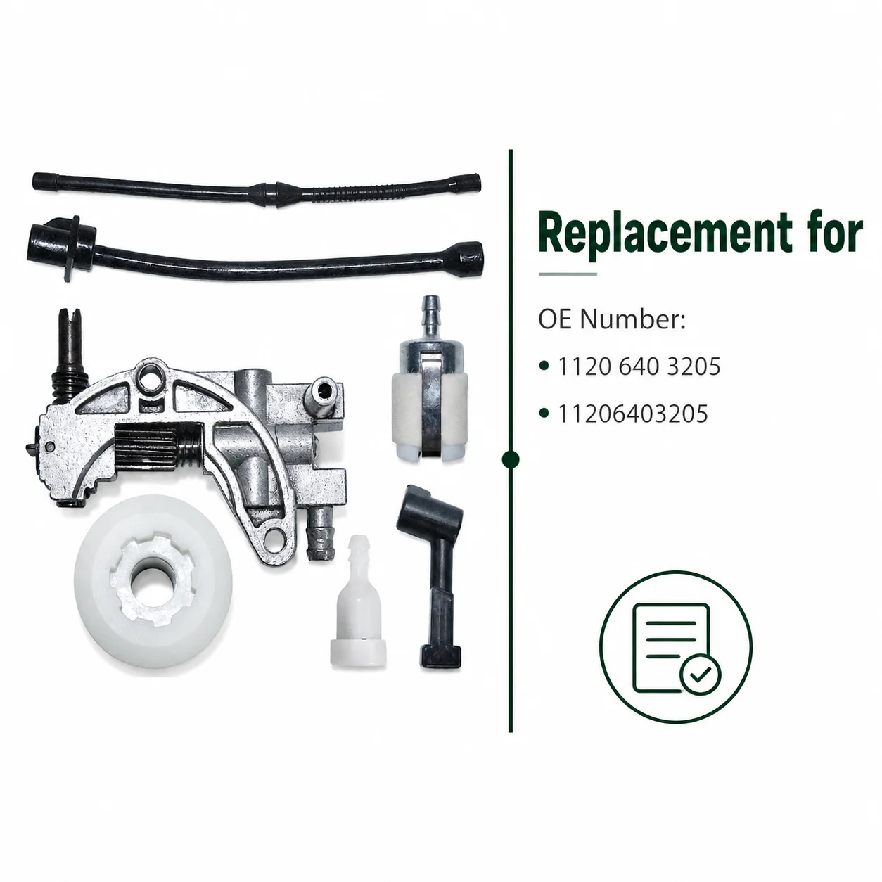 For Chinese 4500 5200 5800 45/52/58cc Chainsaw Oil Pump Worm Gear Fuel Filter Fuel Line Oil Pump Pipe Oil Line Breather Vent Kit
