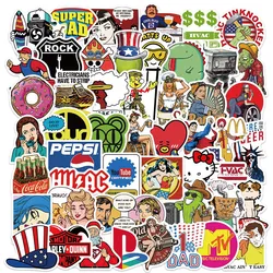 50Pcs Fashion Cool Brand Logo Stickers estetica moto Phone Car Laptop Skateboard Sticker decalcomania Classic Kids Toys