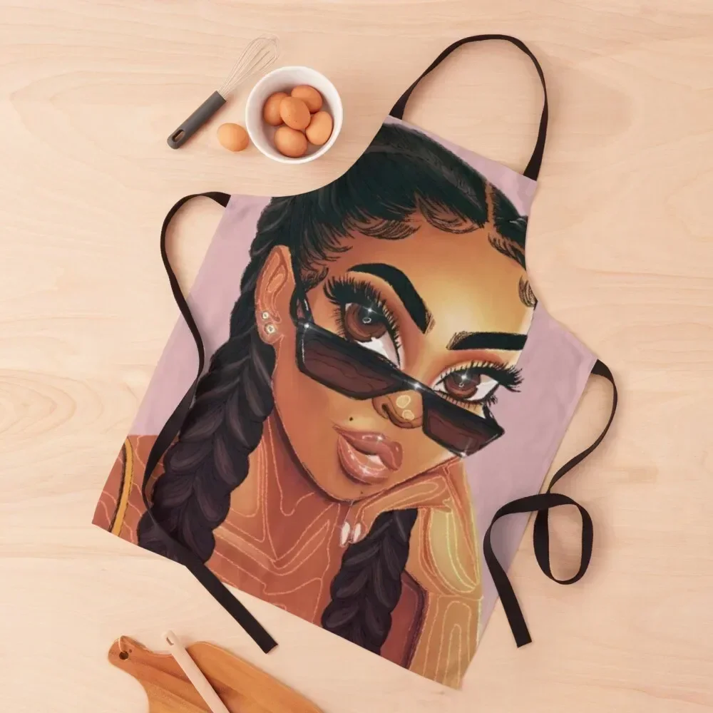 

Black girl with long braids Apron kitchen woman work ladies For Nail Stylist Kitchen New 2022 Year Apron