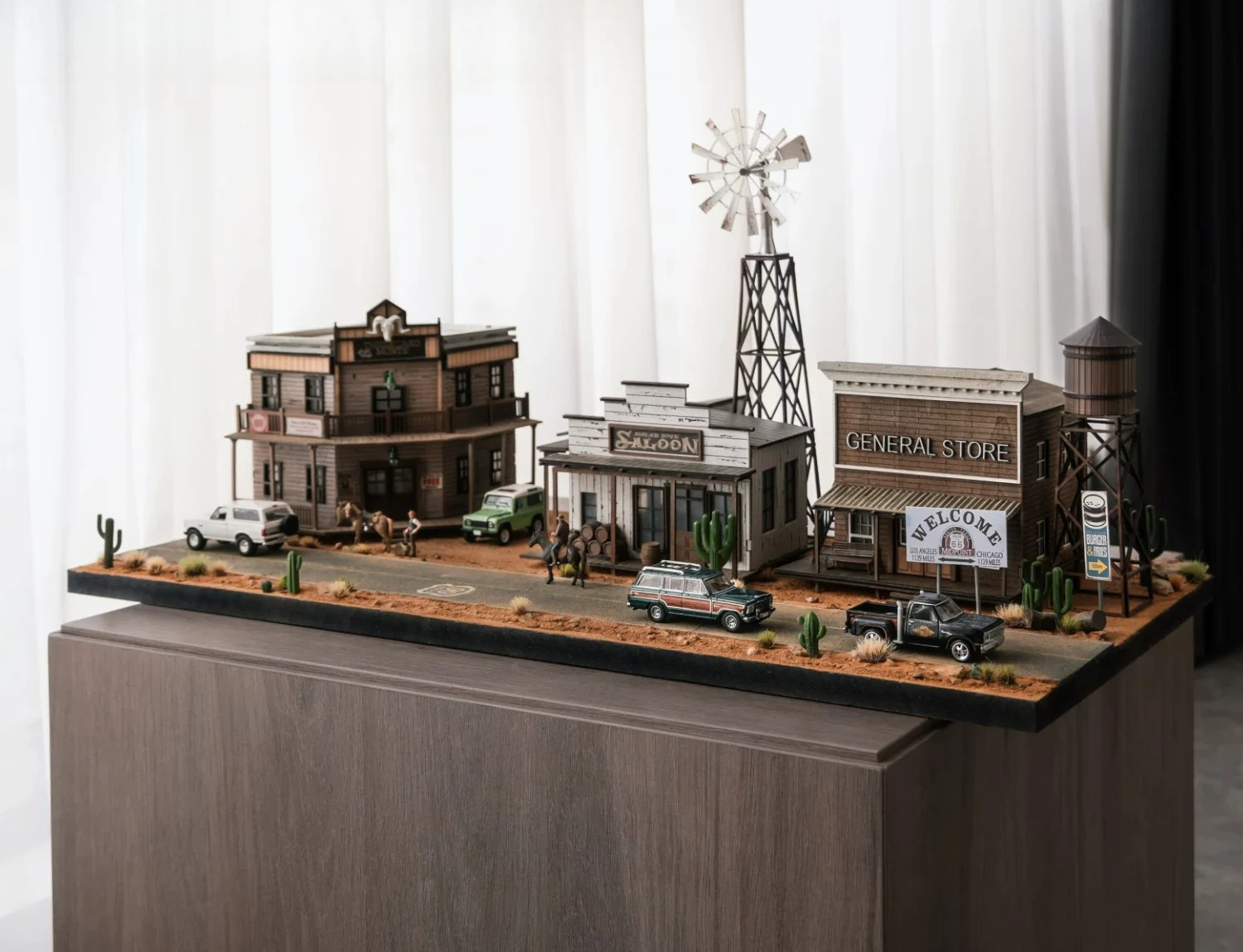 Suitable for 64 scale car models, American Western scene, platform, desktop, gift simulation model, can light up