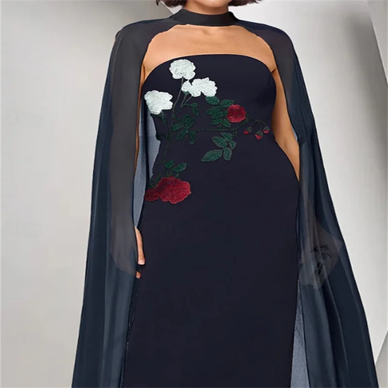 Sheath / Column Floor Length Ball Gown with Cape Evening Gown Formal Dress Elegant Celebrity Style Sleeveless Strapless Garden