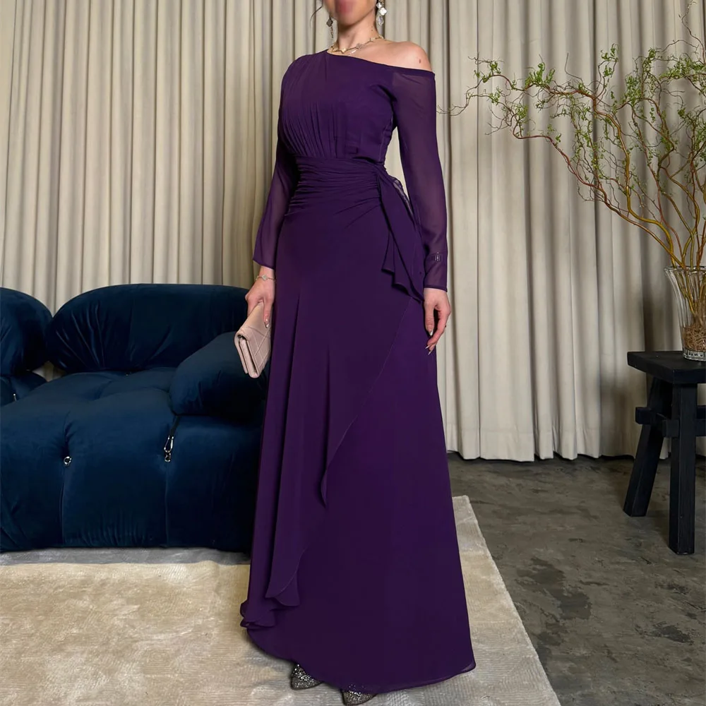 

ROYET Pleat One Shoulder Off The Shoulder Mermaid Evening Dress For Woman Ankle Length Formal Prom Gown New 2025 Customized