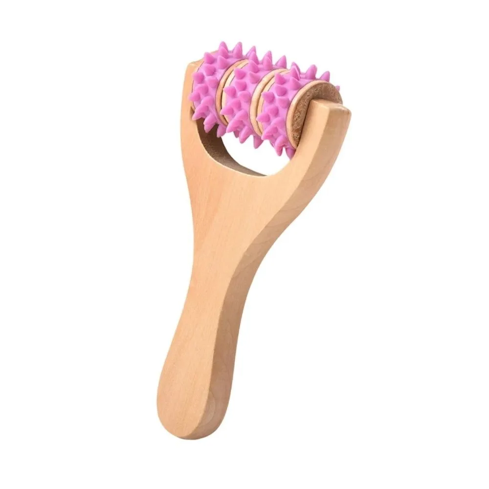 Relaxing Handheld Wooden Roller Massager Body Soothing Trigger Point Body Foot Massager Rolling Body Massager Home Office Use