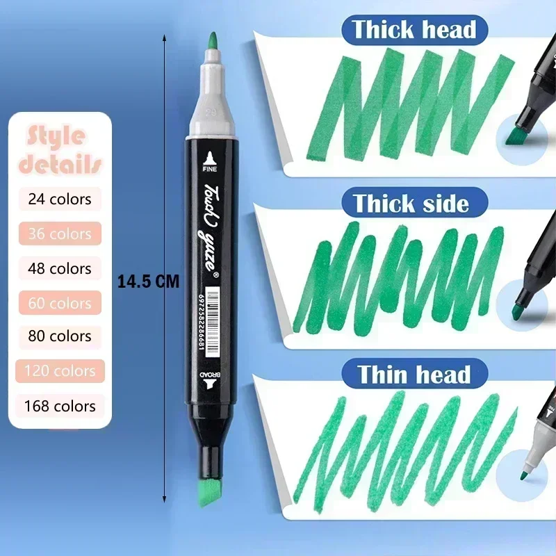 Juego de rotuladores de doble punta para dibujo de cómic, bolígrafos para colorear vibrantes, grafiti, acuarela, papelería coreana, 168 colores
