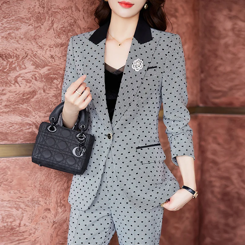 

Plaid Blazer Women's Autumn and Winter Korean Style Business Attire Temperament Goddess Style Western Fashion Fried Street Small