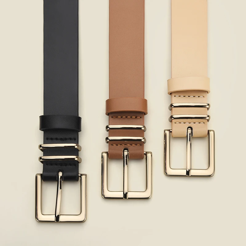 Fashion Alloy Pin Buckle Belt Personalized Women's Square Buckle PU Belt Simple Women's Matching Windbreaker Skirt