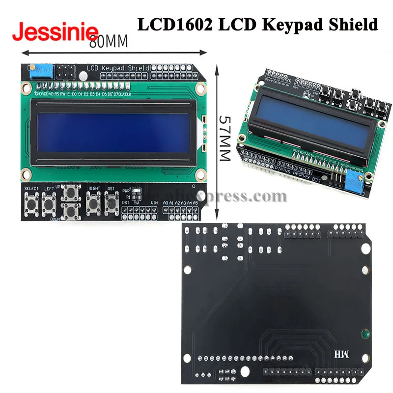 LCD1602 LCD Keypad Shield Input/Output Expansion Board Module 16×2 Characters Display Capacity LCD Screen Displays for Arduino